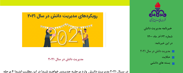 شصت و دومین خبرنامه مدیریت دانش ویژه تیرماه 1400 منتشر شد.