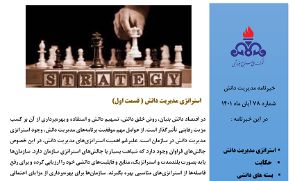 هفتاد و هشتمین خبرنامه مدیریت دانش ویژه آبان ماه 1401 منتشر شد.