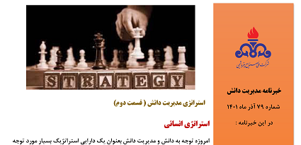 هفتاد و نهمین خبرنامه مدیریت دانش ویژه آذر ماه 1401 منتشر شد.